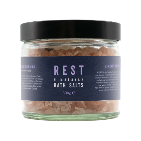 REST Himalayan Bath Salts - Glass Jar, 300g 